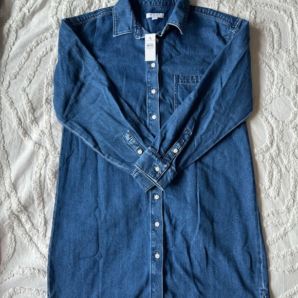 Ann Taylor Classic Denim Shirt Dress Size Small Long sleeves with button cuffs. - Picture 1 of 9